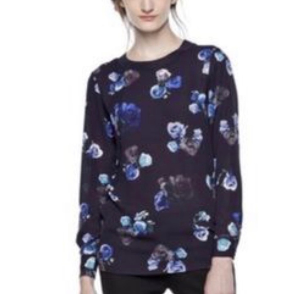 THAKOON DESIGN NATION Rose Print Chiffon Pullover